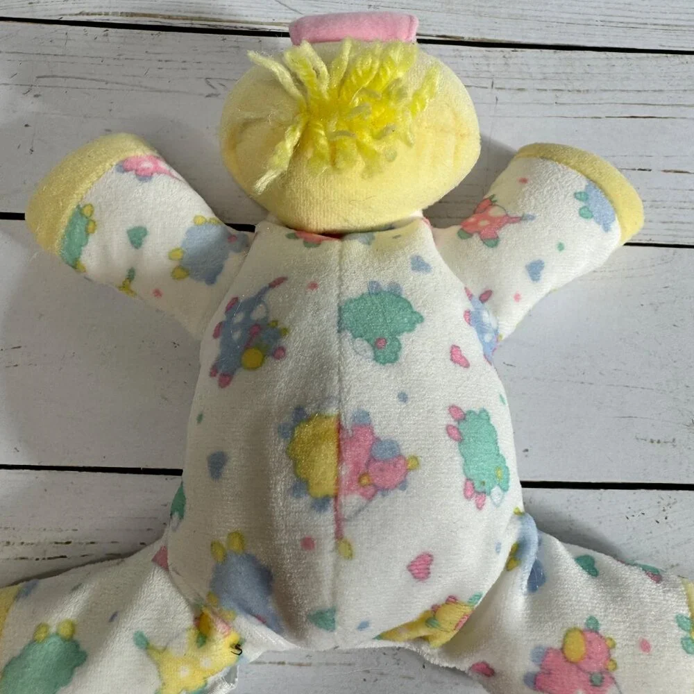 Vintage‎ Eden Baby Duck Terry Cloth Pajamas With Lambs Plush Toy Pink Beak